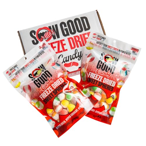 Sow Good Freeze Dried Candy Sweet Spheres 2 Pack - A Freeze Dried Candy Variety Pack of Yummy Flavors (Strawberry, Lemon, Orange, Blue Raspberry, Apple) - Thumbnail 4