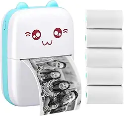 Mini Impressora Térmica Portátil Sem Fio 200dpi – Imprime Fotos, Etiquetas, QR Code, Listas e Muito Mais | Bateria 1000mAh | Compatível com Android e iOS | Impressão Sem Tinta