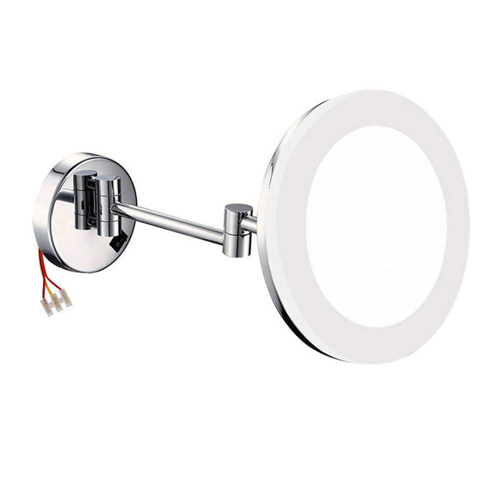 Specchi for il trucco, vanità a parete su un lato in ottone illuminato da barba ingranditore pieghevole con interruttore, spina nascosta(Electricalplug,3X)