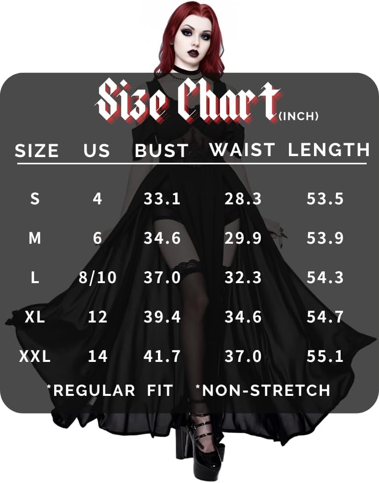 LANSHULAN Women Goth Embroidered Hollow Pattern Deep V-Neck Off Shoulder High Slit Halloween Dress - Image 3
