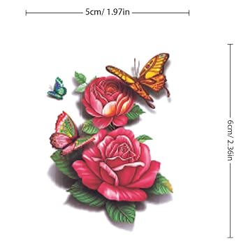 40 Pcs Small Flowers Temporary Tattoos Stickers, Roses, Butterflies and individual Colored Mixed Style Flower Tattoo for Women Adult Body Art Decoration Gifts 729