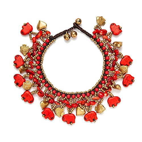 Image of kelistom Bohemian Ankle Bracelets for Women Handmade Natural Stone Beaded Chain Anklet