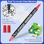 12 Colors Dual Tip Acrylic Paint Markers, Fine Tip and Dot Tip Paint Pens for Rock Painting, Wood, Glass, Ceramic, Fabric, Metal, Plastic, Paper, Canvas, DIY Art Supplies