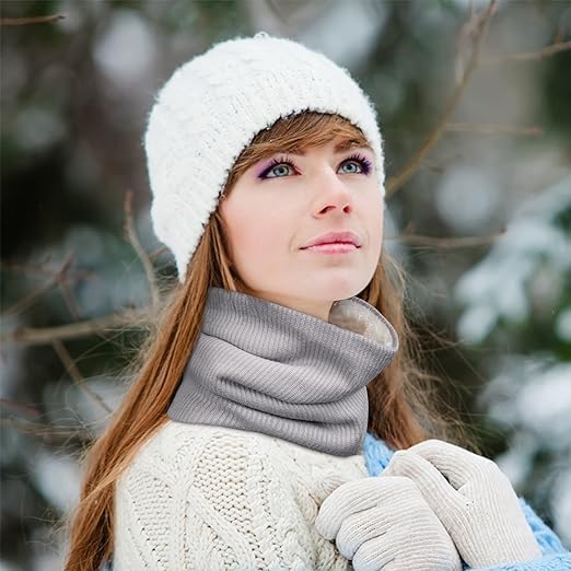 Chalier Infinity Scarf Winter Double-Layer Neck Warmer Knit Fleece Lined Circle Loop Scarves - Image 5