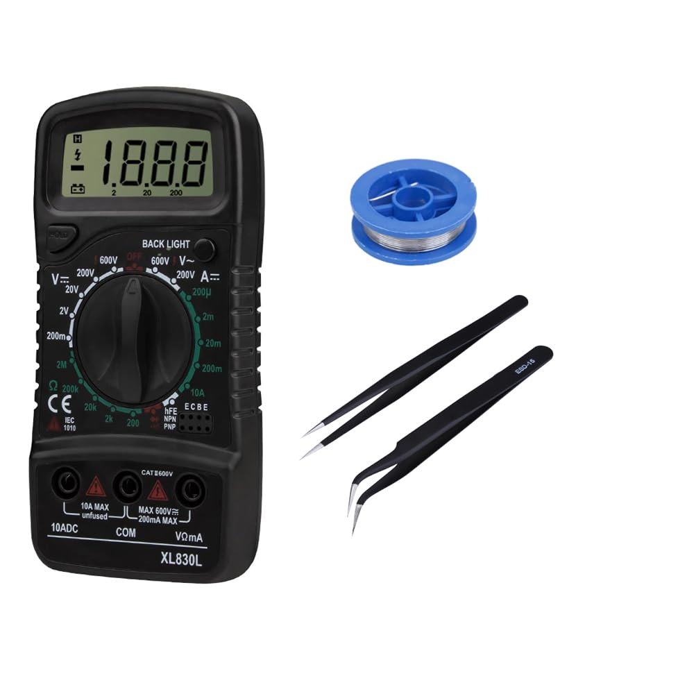 CRAFTS HAVELI Combo of Digital Tester Multimeter 830, Soldering Wire & 2Pc Anti Static Tweezer