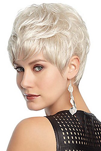 Diy-Wig Short Silver Pixie Curly Wig for Charming Women Heat Resist Cosplay Wig