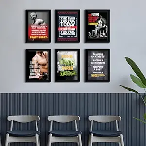 PAPER PLANE DESIGN Motivational Gym Quotes Framed Posters - Inspirational Workout Room Wall D?cor - Positive Quotes For Gym Exercise Classroom (Set Of 6)