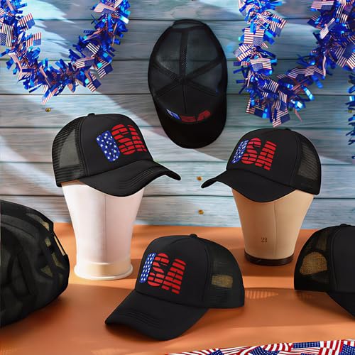 Image of Hercicy 10 Pcs 4th of July Hats American Flag Hat Patriotic Hat Bulk 250th Anniversary USA Mesh Trucker Caps for Men Women