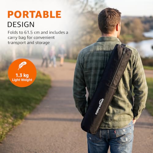 Image of Amazon Basics 67-Inch Aluminium Tripod for DSLR & Camera, 5.57 Feet Operating Height, 5kg Load Capacity, Portable Lightweight with 360 Ball Head, Clip Lock & Carry Bag, for Photography & Video