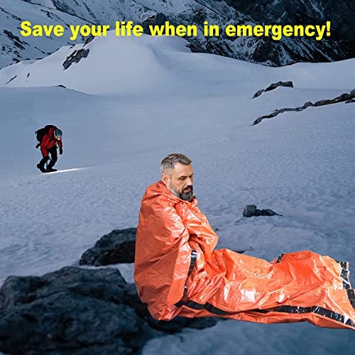HBSTK 2 Pack Biwaksack Notfall Überleben Schlafsack Notfalldecke Überlebensausrüstung Erste Hilfe Rettungsdecken Hitzeabweisend Kälteschutz Wasserdicht mit Pfeife, Survival Biwak Sack für Outdoor – Bild 5