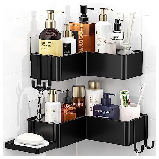 Cocolemon Estanteria Ducha Sin Taladro, Estantes Baño Rinconera con 4 Ganchos y Jabonera, Adhesivo Estantes Cesta para Ducha Organizador Baño Acero Inoxidable, 2 Piezas