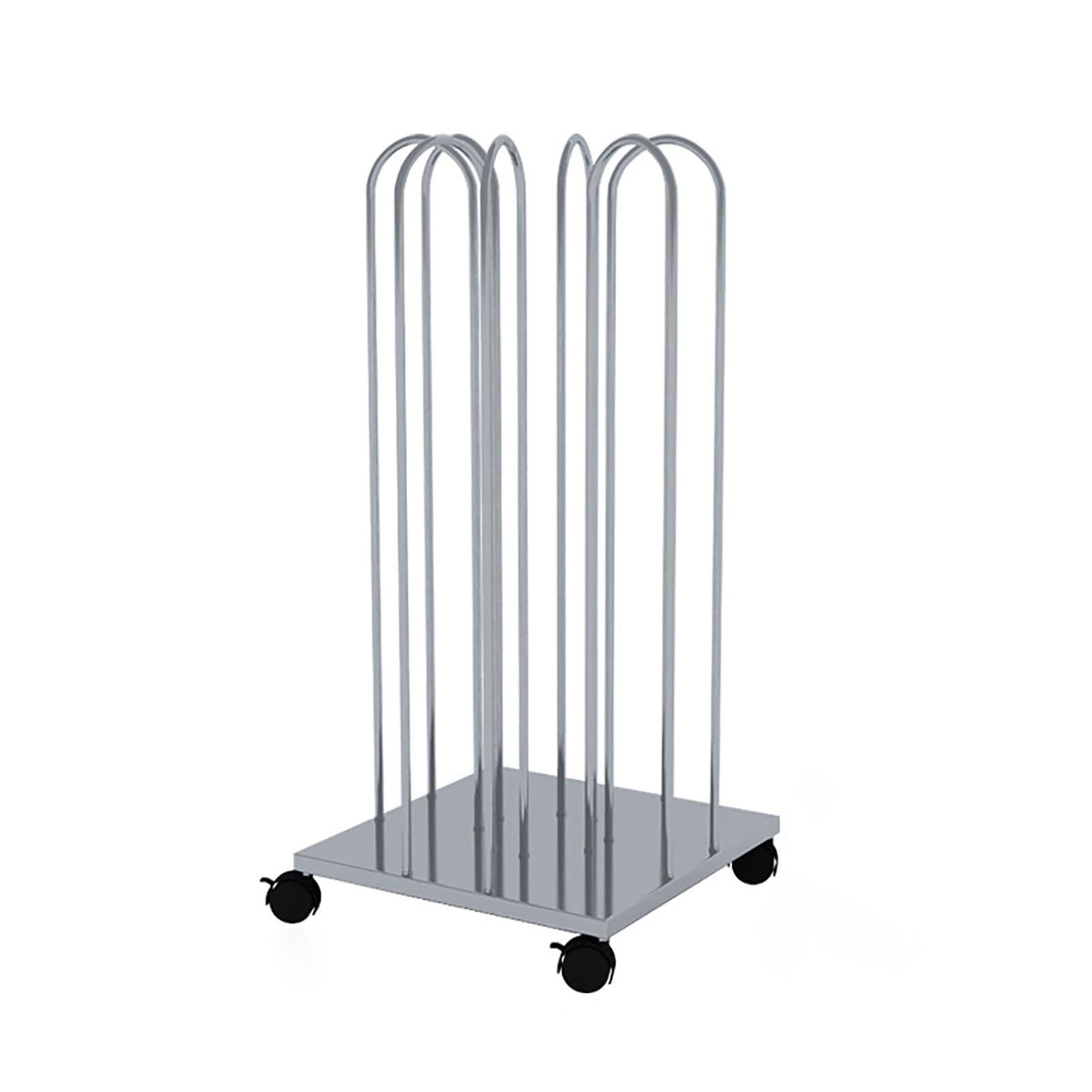 KLYDBMYT Metal Hanger Organizer Stacker with Wheels ， Portable Storage Rack for Laundry Room, Space-Saving Clothes Hanger Holder