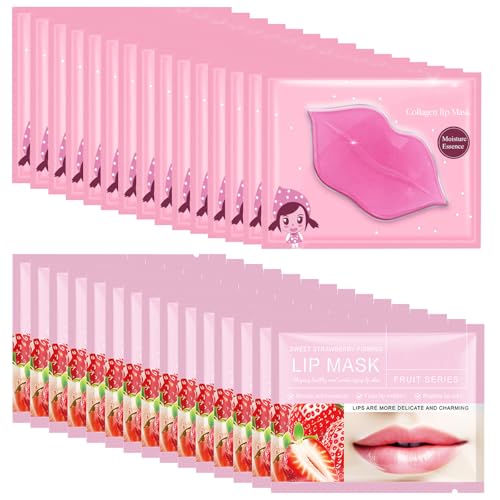 Felico 30PCS Lip Mask Patches,Collagen Crystal Pink Care Gel Pads for Moisturizing,Reducing Chapped,Smoothing,Fine Lines,Remove Dead Skin Moisture Essence Make Your Dry Lips Attractive Sexy Blueberry