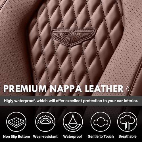 Image of Coverado Car Seat Covers, Seat Covers Front Seats, Coffee Car Seat Cover, Waterproof Car Seat Covers, Car Seat Cushion, Front Leather Seat Protector Fit for Most Cars