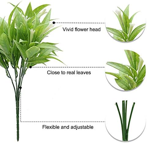 ZXM Artificial Flowers 4 Pieces 11.8 Inches Red/White Fake Spray Morning Glory Plants Shrubs Greenery Bouquet for Home Kitchen Table Arrangements Indoor Outdoor Wedding Fall Decorations (White)