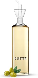 Olietta - Aceitera antigoteo tipo botella de cristal a prueba de fugas 500ml / 0,5 litros - Aceitera de cristal ideal para verter y rociar aceite de oliva, vinagre, etc. - Fácil de limpiar