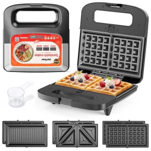 3 in 1 Electric Sandwich Maker with Removable Nonstick Plate...