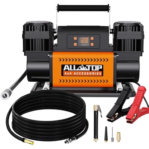 ALL-TOP 12V Air Compressor w/LCD Control Panel to Preset Target Pressure, 150PSI 12.35CFM Air Pump Inflator for Overland (Dual Cylinder) Cover