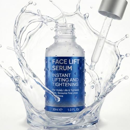 Hajoyful Instant Face Lift Serum-Temporary Lifting & Tightening Facial Serum for Women & Men | Visibly Smooths Skin Appearance with Peptides & Hyaluronic Acid | 1 Fl Oz