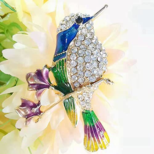 Mlepus Ladies Fashion Brooches And Pins Colorful Animal Shapes Hummingbird Owl Brooch Suitable For Female Girls Jewelry Accessories Safety Pins Wedding Party Gifts (Little Bird) #TOP5