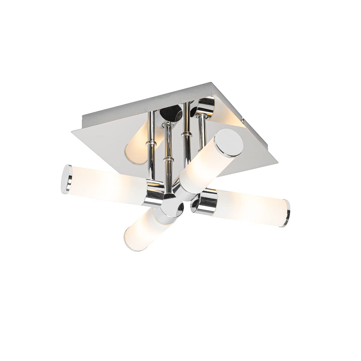 Qazqa bath - Plafonnier - 4 lumière - L 23 cm - Chrome - Moderne - éclairage extérieur - Salle de bains