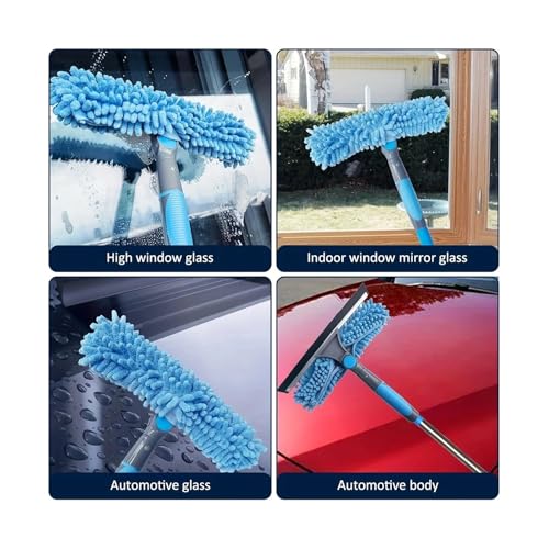 Escobilla para limpieza de ventanas 2 en 1 con mango extensible de gran alcance 6
