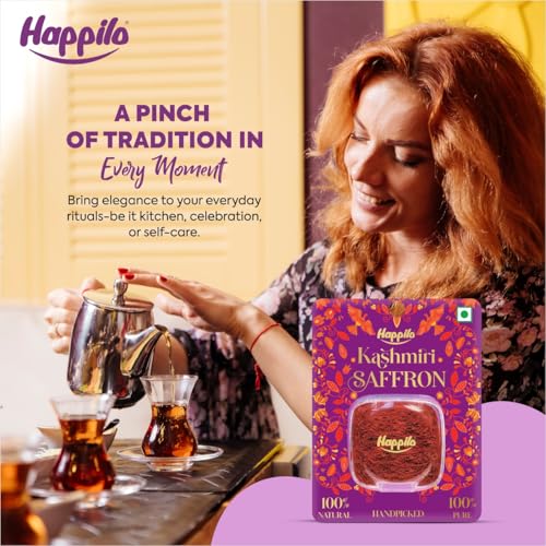 Image of Happilo Premium Kashmiri Saffron .5g, Handpicked Pure Kesar for Pooja, Finest A++ Grade, Whole Threads For Golden Milk, Cooking Biryani (Pack of 2)