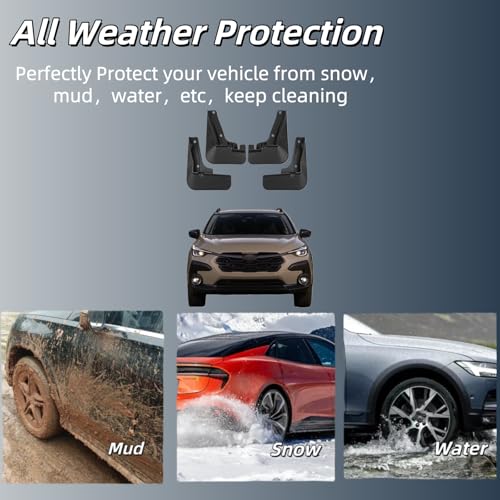 Image of No Drill Mud Flaps Splash Guards Compatible with 2024-2026 Subaru Crosstrek(Not Fit Crosstalk Wilderness),OEM Style Textured Black Custom Fit All Weather Exterior Accessories(4PCS)
