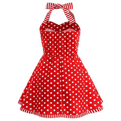 50S Costumes For Girls Polka Dot Princess Costume Halter Vintage Dress Poodle Skirts For Girls Party Dresses Toddler Summer Dress Sweetheart Sleeveless A Line Swing Dress Red Polka Dot 4-5 Years #TOP2