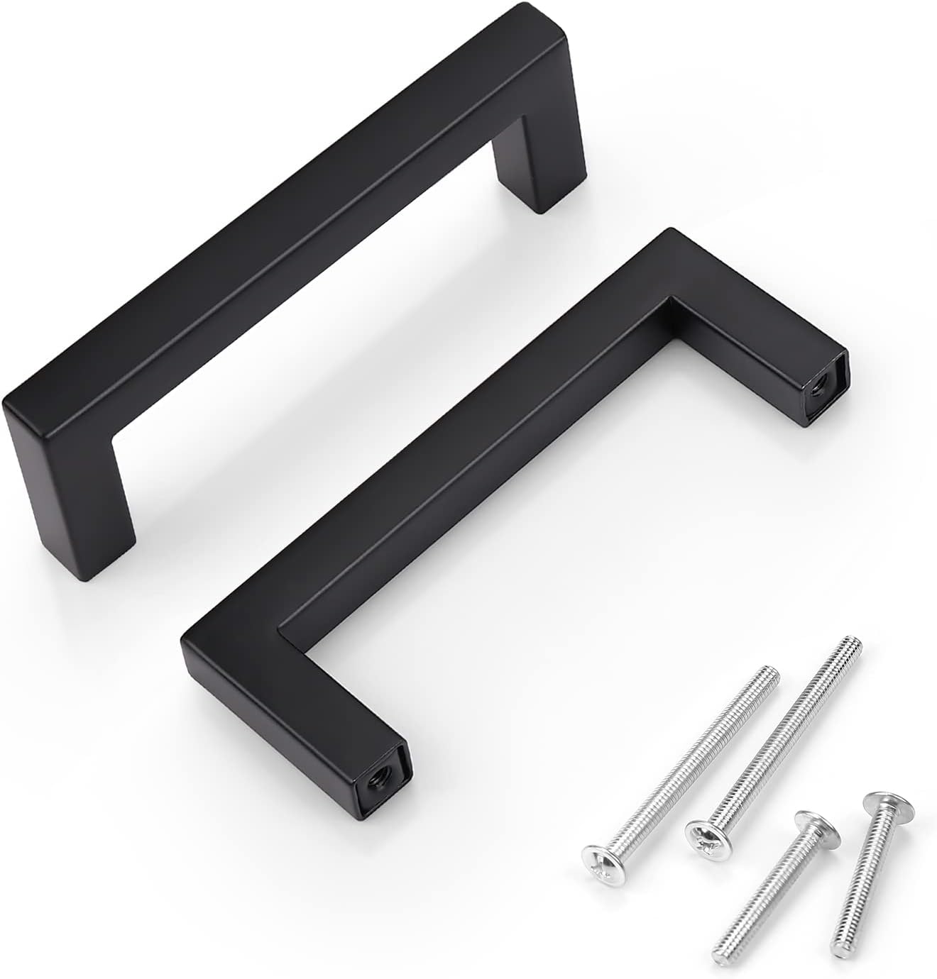 KNOBWELL 6 Pack 31/2 Inch Black Pulls Kitchen Handles