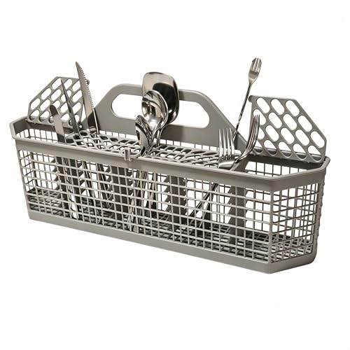Universal Dishwasher Silverware Basket Replacement with Handle - High-Density Mesh for 360 Clean Quick-Dry Design Removable Lid - Fits GE Bosch Whirlpool Frigidaire Kenmore