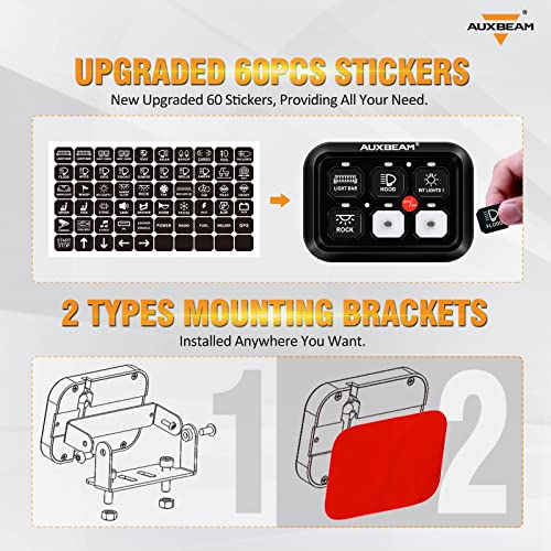 Auxbeam 6 Gang Switch Panel Bc60, Universal Circuit Control Relay System Box With Automatic Dimmable On-Off Led Switch Pod Touch Switch Box For Car Pickup Truck Utv Suv Boat, 2 Year Warranty, Blue #TOP5