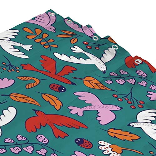 Rideau de douche imperméable oiseaux 150x180 cm pour salle de bain - 4