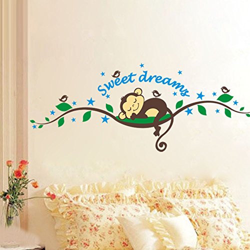 Vinilo Decorativo Infantil Monos y Pájaros para Habitación miniatura 2