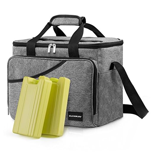 CANWAY Cooler Bag 40-Can Large, Insulated Soft Sided Cooler Bag with 2 Ice Packs for Outdoor Travel Hiking Beach Picnic BBQ Party, Gray