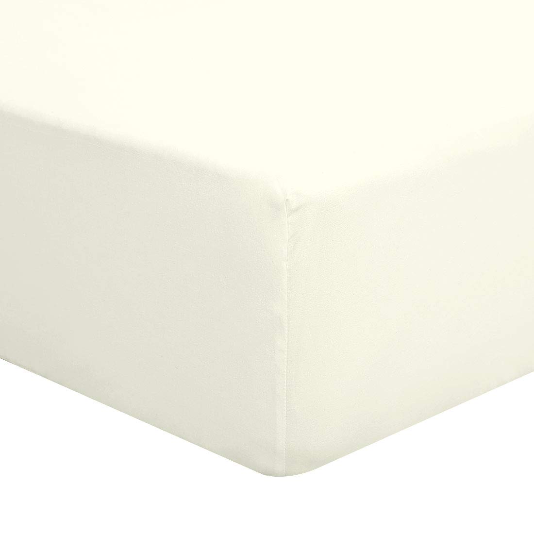 PiccoCasa Solid Fitted Sheet, Bed Mattress Protector, Wrinkle, 110GSM Soft Brushed Polyester Microfiber Bed Sheet with 16" Deep Pearl White Super King