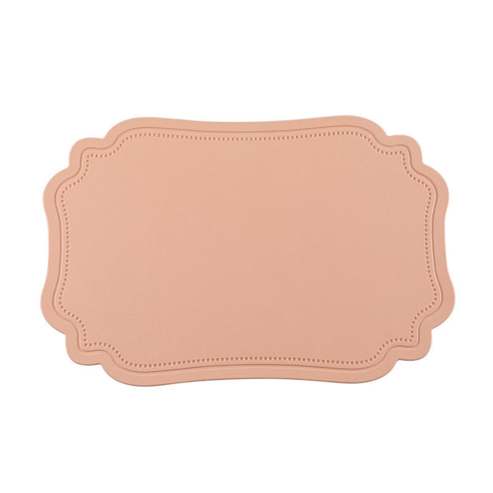 Set di 4 placemats trapuntato, 30 x 45 cm, sotto piatto rosa, tinta unita, irregolare in pelle PVC