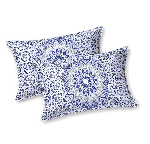 Image of Opulent Collection Double Bedsheet with 2 Pillow Cover | 100% Cotton Bedsheets for Double Bed | Handloom Bedsheet | Size 86x90 inches | King Size (90X102 Inches) (Blueberry, King)