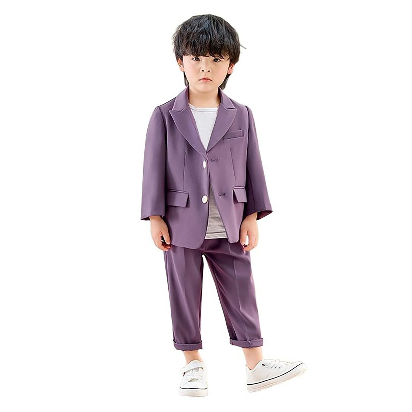 Ragazzi Abiti da Lavoro Cappotto 3 Pezzi Outfit Tuxedo Set per Bambini Abito Formale per Ragazzi con Pantaloni Collana Set Slim
