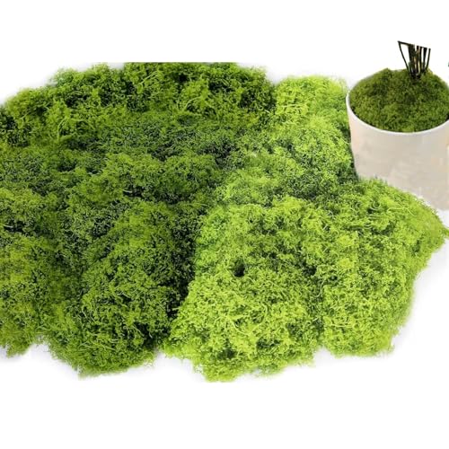 Sztqqing Musgo Artificial 160g - Verde Oscuro 80g + Verde Claro 80g para Musgo Artificial Decoracion, Manualidades, Pared, Pesebre, Acuario y Modelismo
