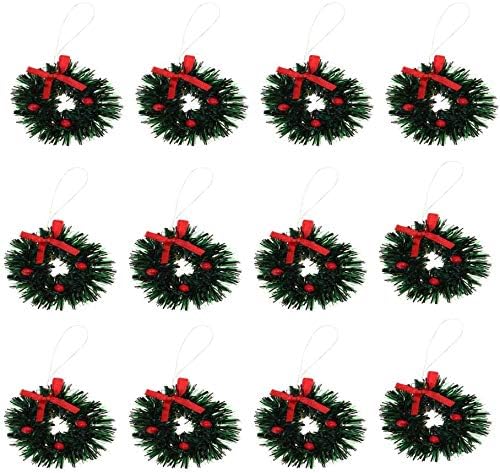 12pcs Funny Mini Christmas Wreaths for 1/12 Dollhouse Christmas Crafts Door Décor