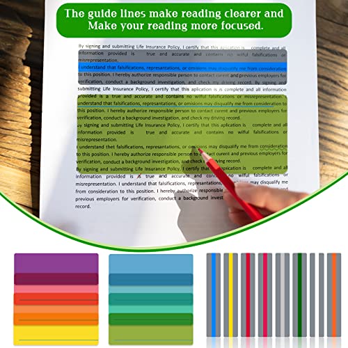 16 Stück Legasthenie-Überlagerungslineal lesehilfe, Multicolor Leselineal Dyslexia Lesemarkierungsstreifen visuelles Stress geführtes Lesen Highlight Strips Overlay Lesen für Legasthenie, ADHS