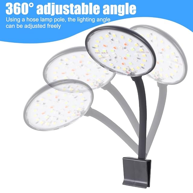 Foto 3 de 7 de DONGKER Luz de clip para pecera, 3 modos de iluminación, luz de espectro LED para acuario con rotación de 360°