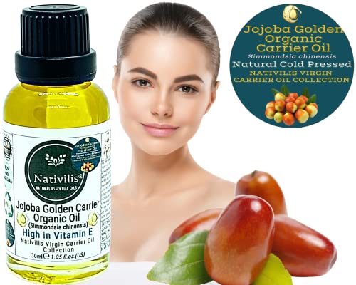 Nativilis Organic Jojoba Golden Carrier Oil (Simmondsia chinensis) 30ml / 1.05 fl oz, Cold Pressed, 100% Pure, Non-Greasy - Image 2