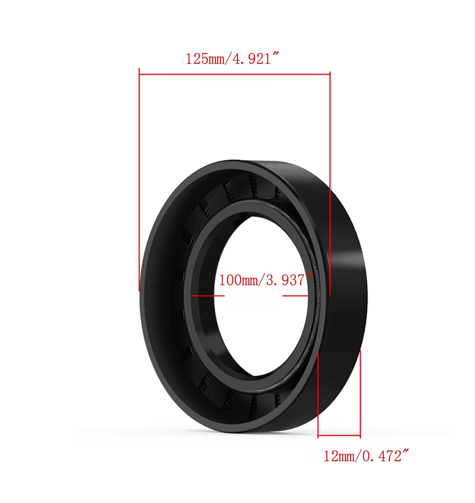 2 Stück Öldichtung 100mm x 125mm x 12mm, TC Öldichtung Doppellippe mit Feder, Schwarz
