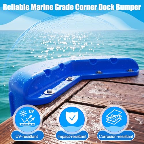 Timtin 4 Pack Dock Bumpers Dock Corner Bumper Fender Inflatable Marine Corner Protection UV Resistant PVC Stainless Steel Mounting Hardware with Pump 8" x 16" for Edge Straight Protect Boat(Blue) — view 4