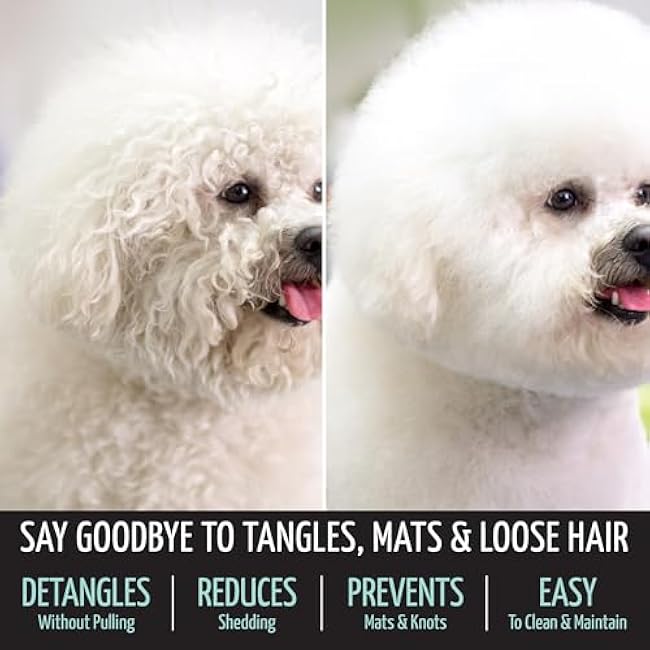 Tauro Pro Line Dog Slicker Brush for Shedding - Removes Undercoat, Tangles Short, Wavy & Long Hair - Pet Brush for Dog & Cat Grooming, Non-Slip Grip, Hard Pin (Size L - Mint)-RKryT5wz