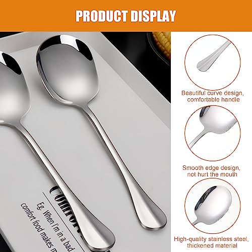 2 cucchiai da portata in acciaio inox, 25 cm, grandi cucchiai da cucina, in acciaio inox, con manici lunghi, cucchiai da insalata, grande cucchiaio per banchetto, buffet, ristorante, posate - immagine 5
