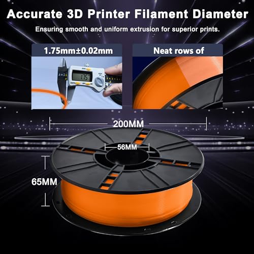 Image of iBOSS 3D PLA Plus Printer Filament, 1.75mm Glow in The Dark Orange PLA+ Filament for 3D Printing, 1kg Spool (2.2lbs), Dimensional Accuracy + /- 0.02 mm, Fit Most FDM 3D Printers, Glow Orange
