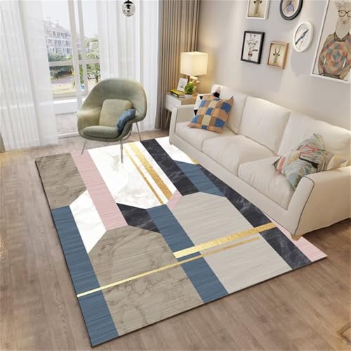 WBDYMX Alfombra Grande Salon Decoracion Dormitorio alfombras para bebé Rectangular Dorada. BLU 140x200CM habiracion Infantil Juvenil